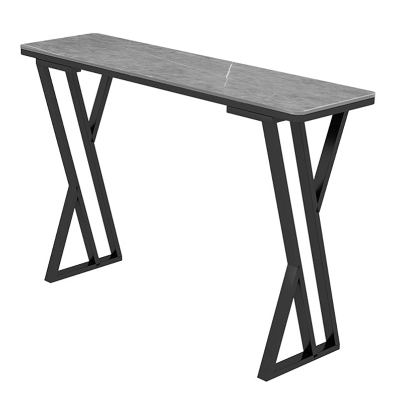 Table de Bar rectangulaire en pierre frittée, Base de traîneau, Table à manger pour cuisine et salon