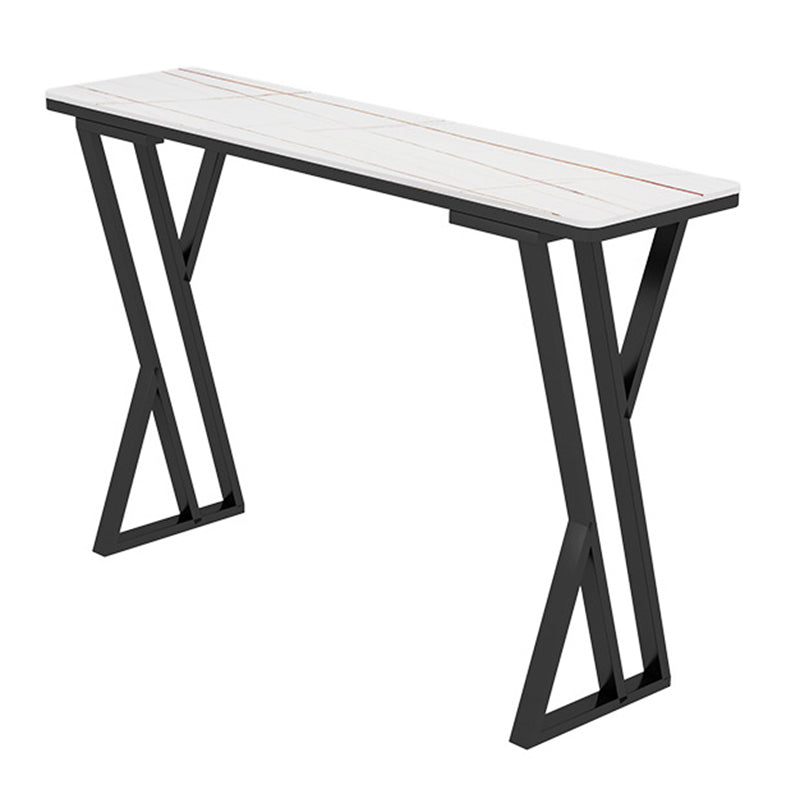 Table de Bar rectangulaire en pierre frittée, Base de traîneau, Table à manger pour cuisine et salon