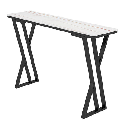 Table de Bar rectangulaire en pierre frittée, Base de traîneau, Table à manger pour cuisine et salon