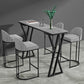 Table de Bar rectangulaire en pierre frittée, Base de traîneau, Table à manger pour cuisine et salon