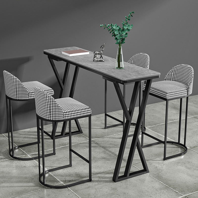 Table de Bar rectangulaire en pierre frittée, Base de traîneau, Table à manger pour cuisine et salon