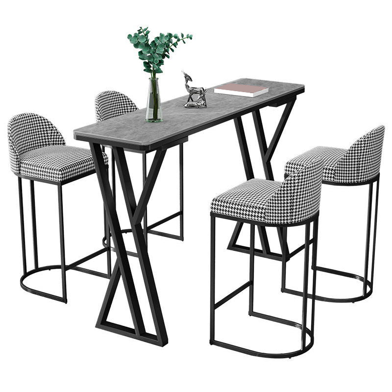 Table de Bar rectangulaire en pierre frittée, Base de traîneau, Table à manger pour cuisine et salon