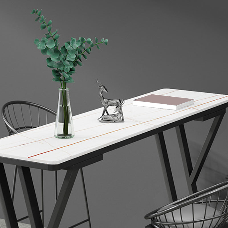Table de Bar rectangulaire en pierre frittée, Base de traîneau, Table à manger pour cuisine et salon