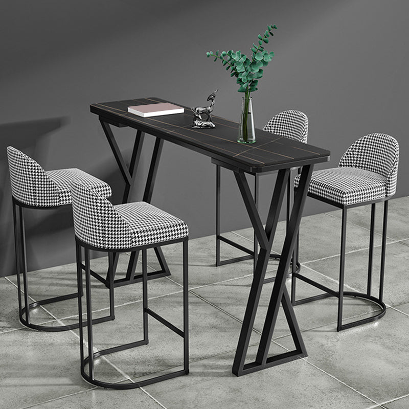 Table de Bar rectangulaire en pierre frittée, Base de traîneau, Table à manger pour cuisine et salon