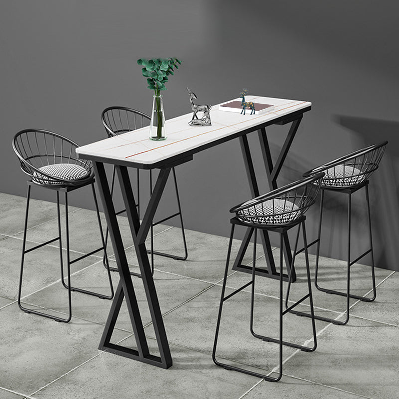 Table de Bar rectangulaire en pierre frittée, Base de traîneau, Table à manger pour cuisine et salon