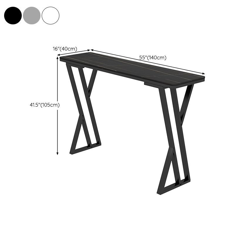 Table de Bar rectangulaire en pierre frittée, Base de traîneau, Table à manger pour cuisine et salon