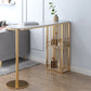 Glam Pub Height Dining Table Stone Top Pub Table with Gold Base 55.1"L x 15.7"W x 39.4"H Without Chairs Clearhalo 'Bar Furniture' 'Bar Tables' 'bar_tables' 'furn' 'furn_bar_tables' 'Furniture' 'Kitchen & Dining Furniture' 6297106