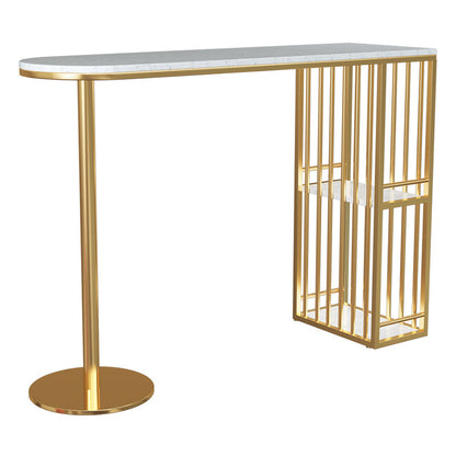 Glam Pub Height Dining Table Stone Top Pub Table with Gold Base Without Chairs Clearhalo 'Bar Furniture' 'Bar Tables' 'bar_tables' 'furn' 'furn_bar_tables' 'Furniture' 'Kitchen & Dining Furniture' 6297109