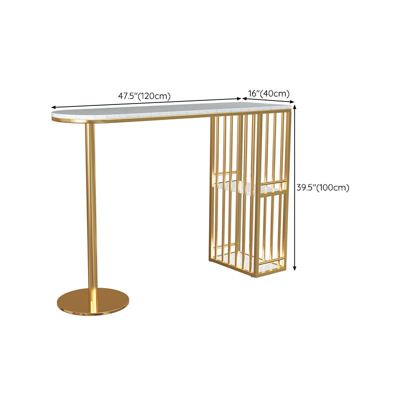 Glam Pub Height Dining Table Stone Top Pub Table with Gold Base Clearhalo 'Bar Furniture' 'Bar Tables' 'bar_tables' 'furn' 'furn_bar_tables' 'Furniture' 'Kitchen & Dining Furniture' 6297110