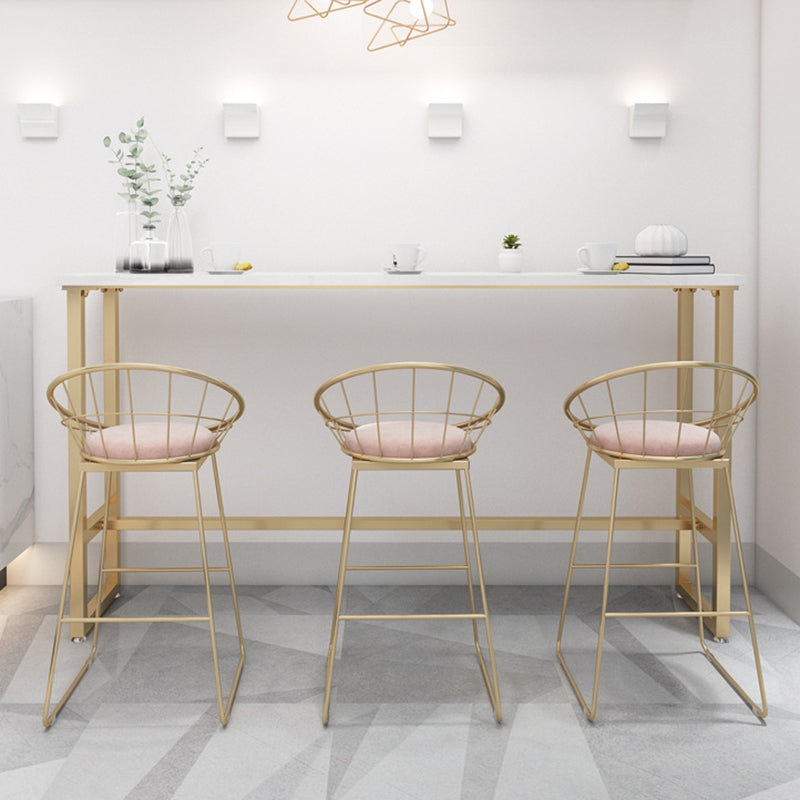 Rectangle Bar Table Contemporary Pub Table for Indoor and Breakroom 78.7"L x 15.7"W x 41.3"H White-Gold Without Chairs Clearhalo 'Bar Furniture' 'Bar Tables' 'bar_tables' 'furn' 'furn_bar_tables' 'Furniture' 'Kitchen & Dining Furniture' 6297118