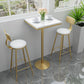 Glam Pub Table Pedestal Faux Marble Bar Table for Indoor and Breakroom