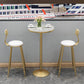 Glam Pub Table Pedestal Faux Marble Bar Table for Indoor and Breakroom