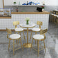 Glam Pub Table Pedestal Faux Marble Bar Table for Indoor and Breakroom