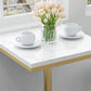 Glam Pub Table Pedestal Faux Marble Bar Table for Indoor and Breakroom