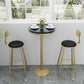 Glam Pub Table Pedestal Faux Marble Bar Table for Indoor and Breakroom
