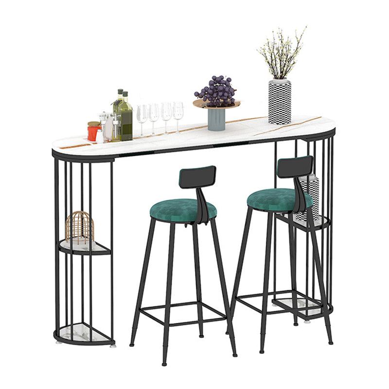 Oval Pub Table Bar Height Glam Bar Table for Indoor and Breakroom Black White Without Chairs Clearhalo 'Bar Furniture' 'Bar Tables' 'bar_tables' 'furn' 'furn_bar_tables' 'Furniture' 'Kitchen & Dining Furniture' 6297183