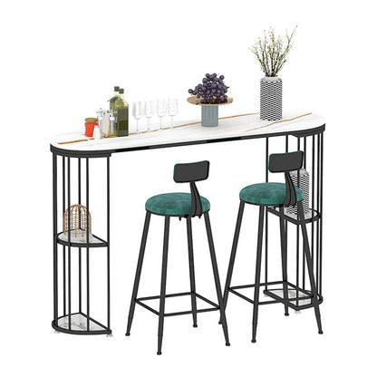Oval Pub Table Bar Height Glam Bar Table for Indoor and Breakroom Black White Without Chairs Clearhalo 'Bar Furniture' 'Bar Tables' 'bar_tables' 'furn' 'furn_bar_tables' 'Furniture' 'Kitchen & Dining Furniture' 6297183