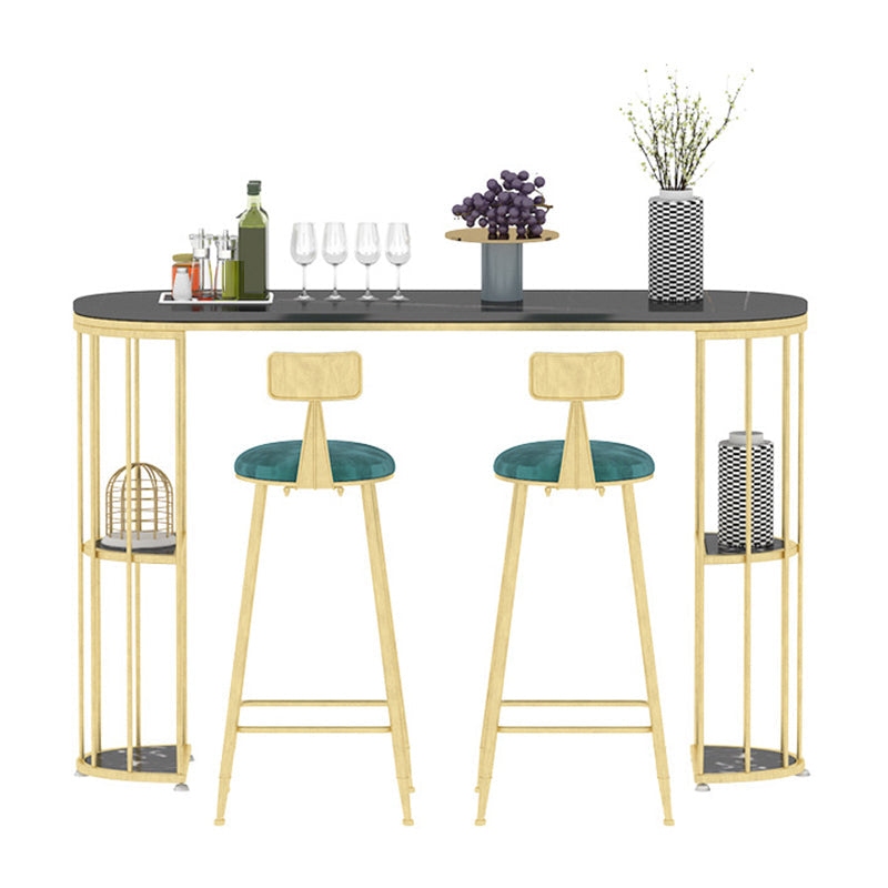 Oval Pub Table Bar Height Glam Bar Table for Indoor and Breakroom Black-Gold Without Chairs Clearhalo 'Bar Furniture' 'Bar Tables' 'bar_tables' 'furn' 'furn_bar_tables' 'Furniture' 'Kitchen & Dining Furniture' 6297187