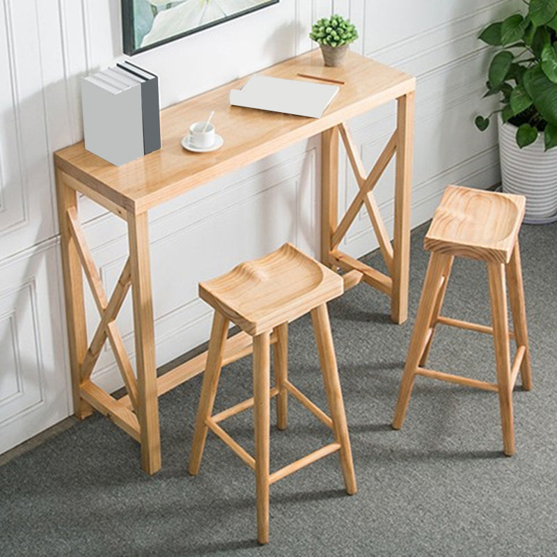 Mesa de Bar rectangular, mesa de Pub contemporánea de madera maciza para interiores