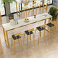Glam Bar-height Table Rectangular and White Top Table for Living Room 63"L x 15.7"W x 41.3"H Without Chairs Clearhalo 'Bar Furniture' 'Bar Tables' 'bar_tables' 'furn' 'furn_bar_tables' 'Furniture' 'Kitchen & Dining Furniture' 6297228