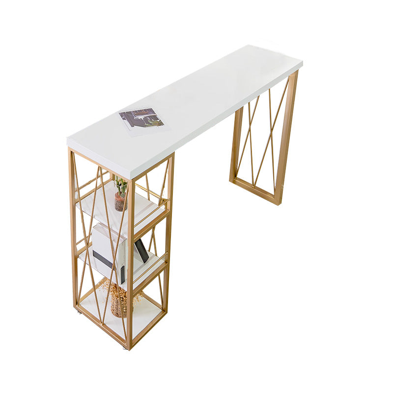 Table de pub moderne à hauteur de bar avec plateau en faux marbre blanc et 3 étagères