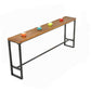 Mesa rectangular con altura de barra Mesa de bar de madera maciza de 41,3 "de alto con base negra