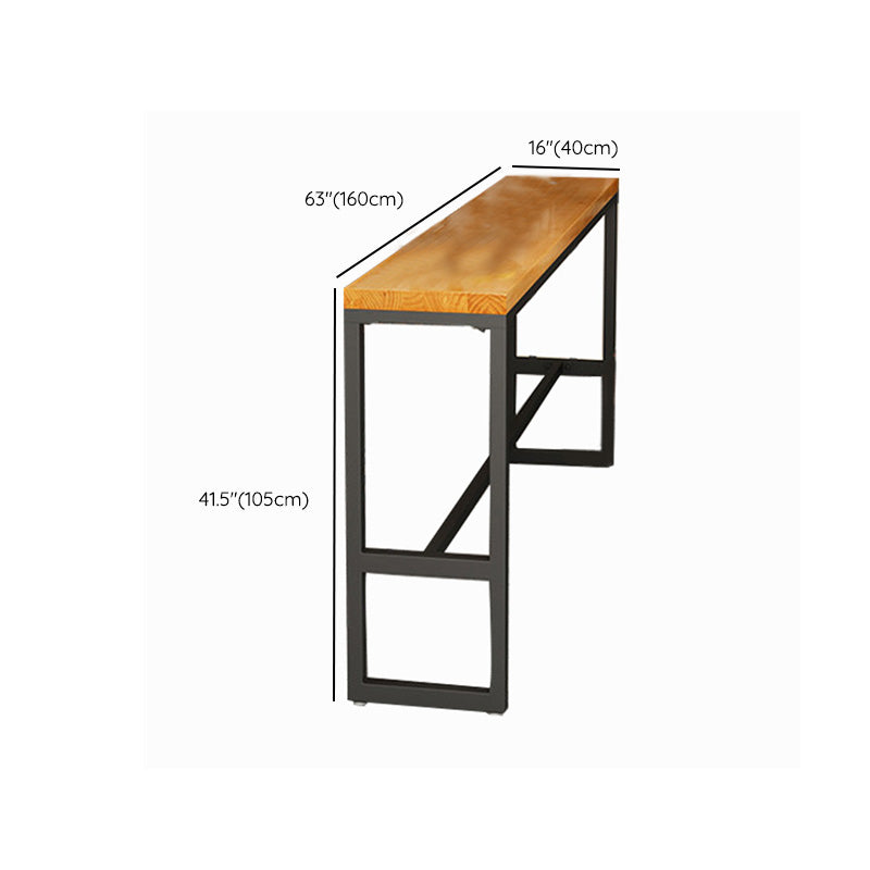 Mesa rectangular con altura de barra Mesa de bar de madera maciza de 41,3 "de alto con base negra
