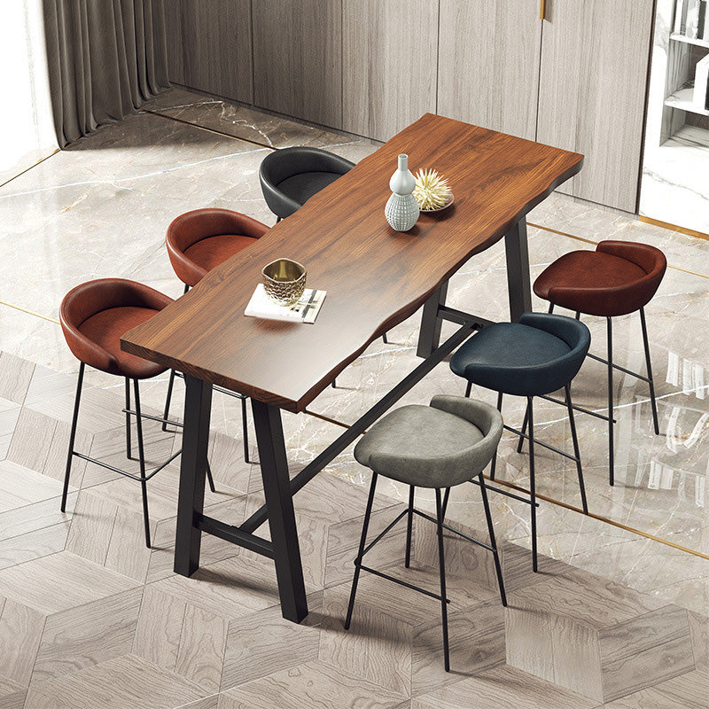 Modern Bar-height Table with Black Legs and Metal Base Bar Table 70.9"L x 23.6"W x 41.3"H Without Chairs Clearhalo 'Bar Furniture' 'Bar Tables' 'bar_tables' 'furn' 'furn_bar_tables' 'Furniture' 'Kitchen & Dining Furniture' 6297325