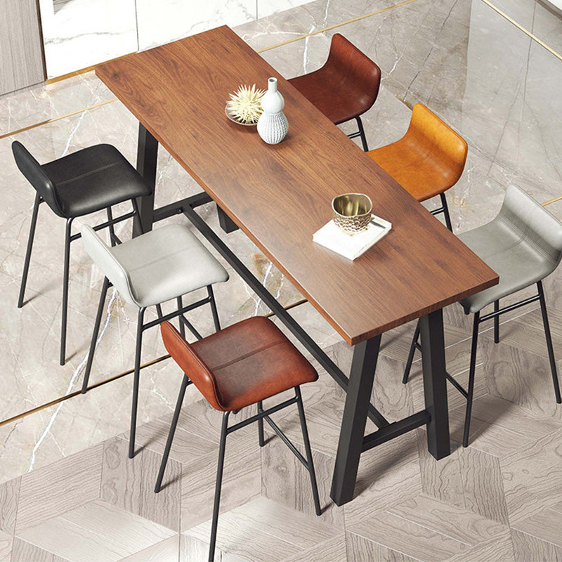 Modern Bar-height Table with Black Legs and Metal Base Bar Table 86.6"L x 23.6"W x 41.3"H Without Chairs Clearhalo 'Bar Furniture' 'Bar Tables' 'bar_tables' 'furn' 'furn_bar_tables' 'Furniture' 'Kitchen & Dining Furniture' 6297327