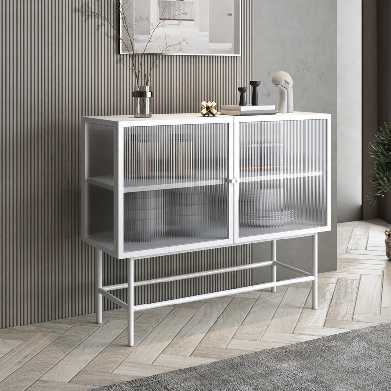 Modern 35" Storage Cabinet Glass Door Buffet Cabinet for Dining Room 39"L x 13"W x 35"H White Clearhalo 'Display & China Cabinets' 'display_china_cabinets' 'furn' 'furn_display_china_cabinets' 'Furniture' 'Kitchen & Dining Furniture' 6297459