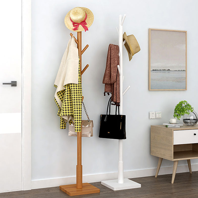 Árbol de salón independiente moderno, 69 "Tuber de madera maciza de madera con gancho de madera