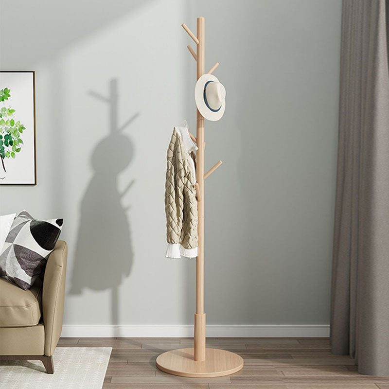 Solid Wood Free Standing Hall Tree Contemporary Hall Stand for Living Room 15"L x 15"W x 69"H Natural Clearhalo 'Entry & Mudroom Furniture' 'furn' 'furn_hall_tree_coat_racks' 'Furniture' 'Hall Trees & Coat Racks' 'hall_tree_coat_racks' 6297612