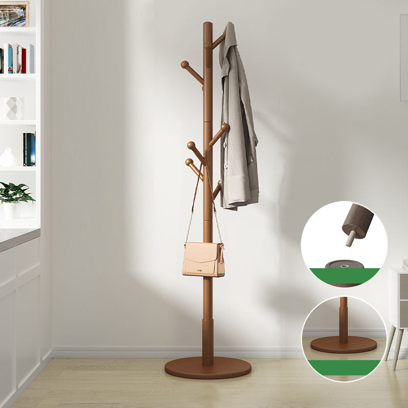 Solid Wood Free Standing Hall Tree Contemporary Hall Stand for Living Room 16"L x 16"W x 69"H Brown Clearhalo 'Entry & Mudroom Furniture' 'furn' 'furn_hall_tree_coat_racks' 'Furniture' 'Hall Trees & Coat Racks' 'hall_tree_coat_racks' 6297615