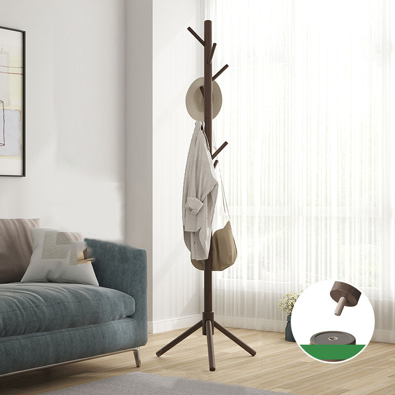 Solid Wood Free Standing Hall Tree Contemporary Hall Stand for Living Room 16.5"L x 16.5"W x 69"H Brown Clearhalo 'Entry & Mudroom Furniture' 'furn' 'furn_hall_tree_coat_racks' 'Furniture' 'Hall Trees & Coat Racks' 'hall_tree_coat_racks' 6297619