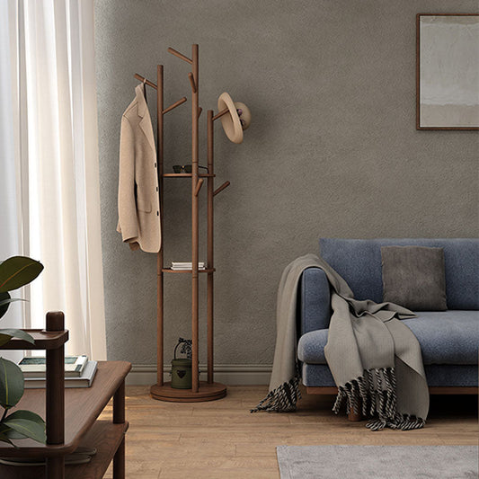 Hall Tree Modern Tree in legno massiccio in legno di legno per cappotto ruotabile 70 "