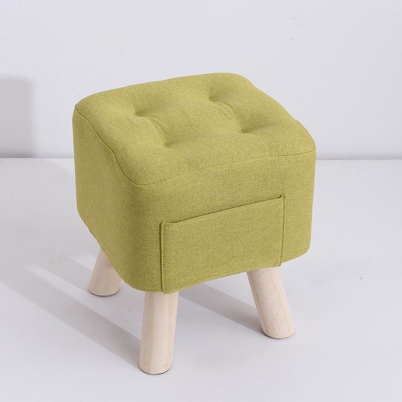 Modern Ottoman Fabric Upholstered Tufted Solid Color Pocket Square Ottoman with Chair Legs 11"L x 11"W x 14"H Green 1 Piece Clearhalo 'furn' 'furn_ottomans_poufs' 'Furniture' 'Living Room Furniture' 'Ottomans & Poufs' 'ottomans_poufs' 6297803