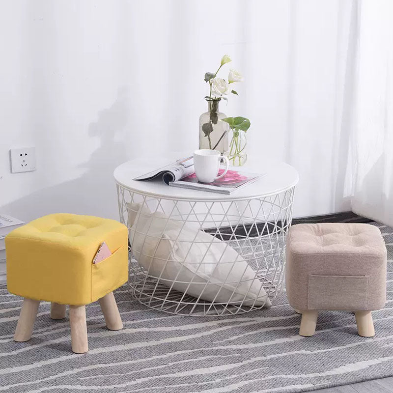 Modern Ottoman Fabric Upholstered Tufted Solid Color Pocket Square Ottoman with Chair Legs Clearhalo 'furn' 'furn_ottomans_poufs' 'Furniture' 'Living Room Furniture' 'Ottomans & Poufs' 'ottomans_poufs' 6297808