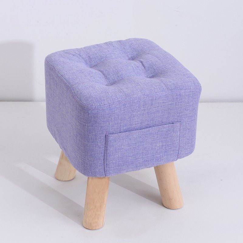 Modern Ottoman Fabric Upholstered Tufted Solid Color Pocket Square Ottoman with Chair Legs 11"L x 11"W x 14"H Violet 1 Piece Clearhalo 'furn' 'furn_ottomans_poufs' 'Furniture' 'Living Room Furniture' 'Ottomans & Poufs' 'ottomans_poufs' 6297810