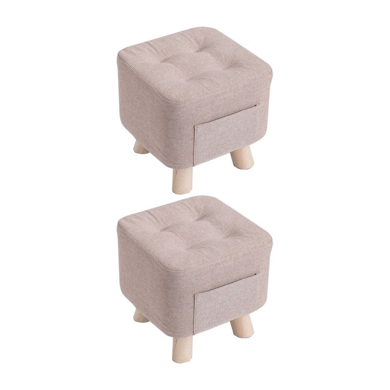 Modern Ottoman Fabric Upholstered Tufted Solid Color Pocket Square Ottoman with Chair Legs 11.4"L x 11.4"W x 11"H Beige 2 Piece Set Clearhalo 'furn' 'furn_ottomans_poufs' 'Furniture' 'Living Room Furniture' 'Ottomans & Poufs' 'ottomans_poufs' 6297822
