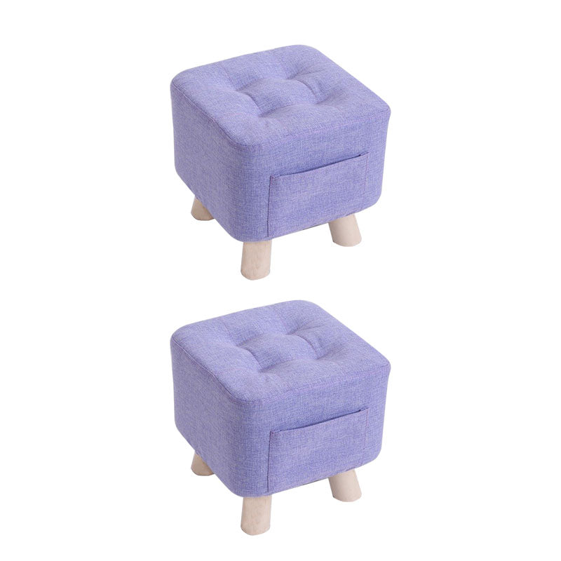 Modern Ottoman Fabric Upholstered Tufted Solid Color Pocket Square Ottoman with Chair Legs 11.4"L x 11.4"W x 11"H Violet 2 Piece Set Clearhalo 'furn' 'furn_ottomans_poufs' 'Furniture' 'Living Room Furniture' 'Ottomans & Poufs' 'ottomans_poufs' 6297835