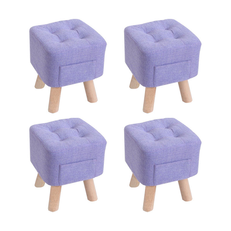 Modern Ottoman Fabric Upholstered Tufted Solid Color Pocket Square Ottoman with Chair Legs 11"L x 11"W x 14"H Violet 4 Piece Set Clearhalo 'furn' 'furn_ottomans_poufs' 'Furniture' 'Living Room Furniture' 'Ottomans & Poufs' 'ottomans_poufs' 6297838