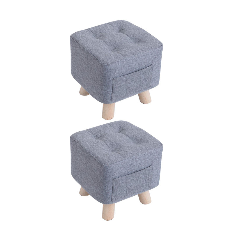 Modern Ottoman Fabric Upholstered Tufted Solid Color Pocket Square Ottoman with Chair Legs 11.4"L x 11.4"W x 11"H Gray 2 Piece Set Clearhalo 'furn' 'furn_ottomans_poufs' 'Furniture' 'Living Room Furniture' 'Ottomans & Poufs' 'ottomans_poufs' 6297839