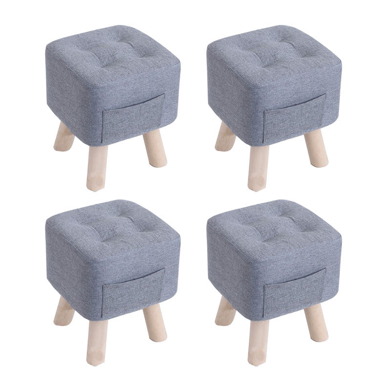 Modern Ottoman Fabric Upholstered Tufted Solid Color Pocket Square Ottoman with Chair Legs 11"L x 11"W x 14"H Gray 4 Piece Set Clearhalo 'furn' 'furn_ottomans_poufs' 'Furniture' 'Living Room Furniture' 'Ottomans & Poufs' 'ottomans_poufs' 6297842