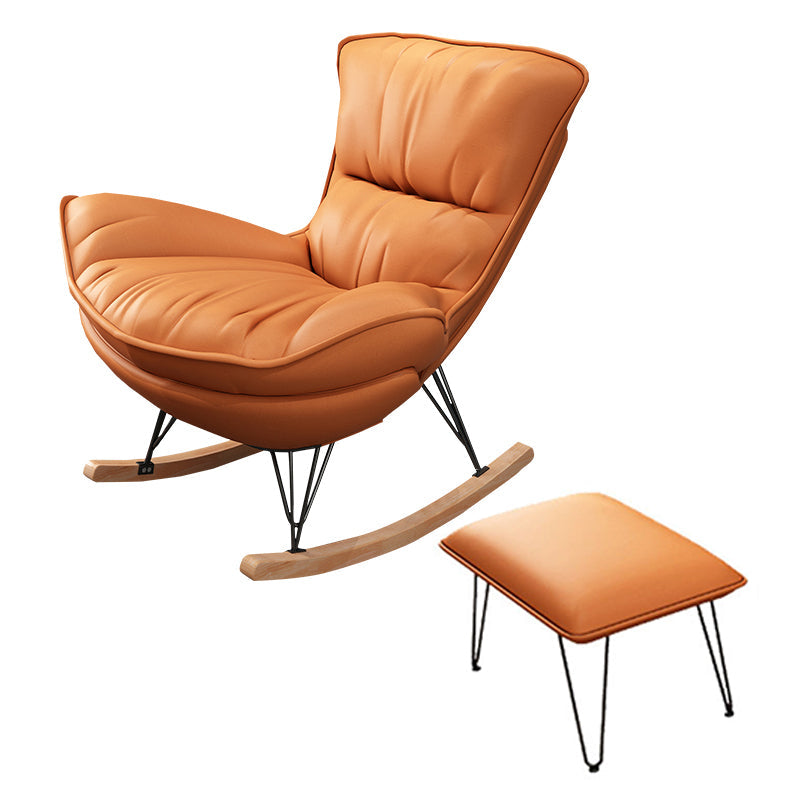 Contemporary Rocker Upholstered Tufted Cushions with Dark legs Glider Clearhalo 'Chairs & Seating' 'furn' 'furn_rocking_chairs' 'Furniture' 'Living Room Furniture' 'Rocking Chairs' 'rocking_chairs' 6298006