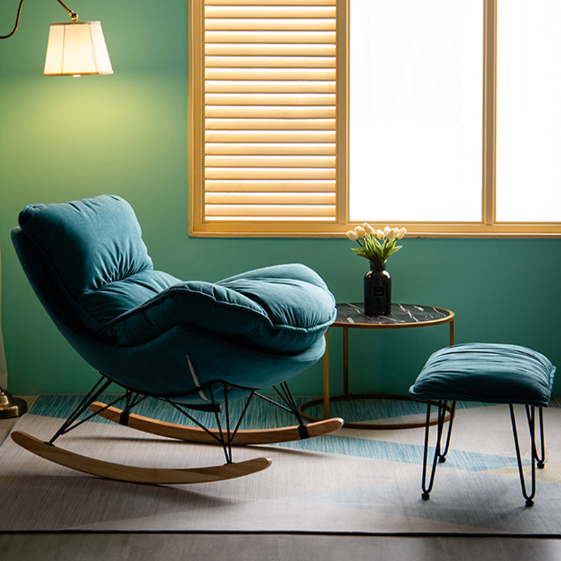 Silla de ocio Velvet Pure Color Rocker Rocker Silla con otomana