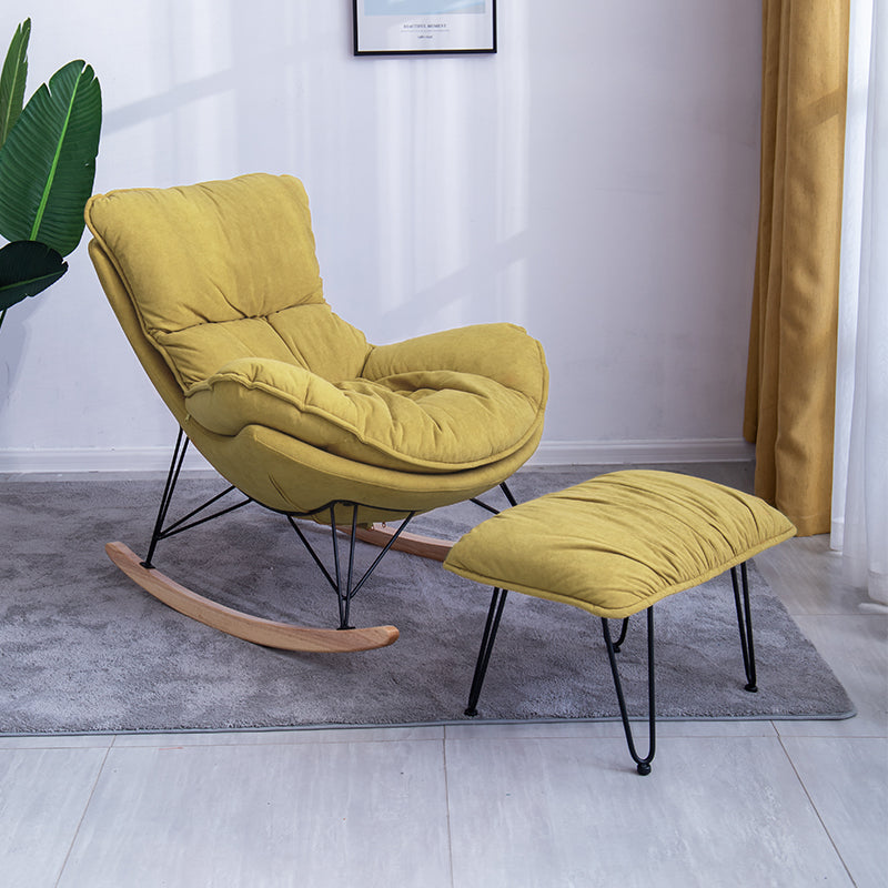 Silla de ocio Velvet Pure Color Rocker Rocker Silla con otomana