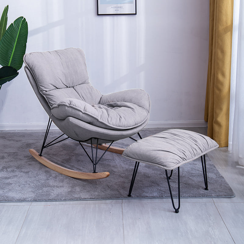 Silla de ocio Velvet Pure Color Rocker Rocker Silla con otomana