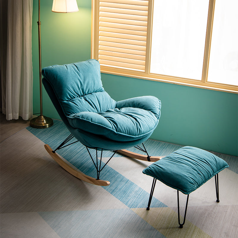 Silla de ocio Velvet Pure Color Rocker Rocker Silla con otomana