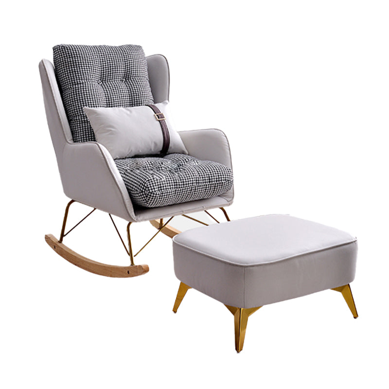 Faux Leather Modern Rocking Chair Water Resistant Rocker Chair with Pillow Clearhalo 'Chairs & Seating' 'furn' 'furn_rocking_chairs' 'Furniture' 'Living Room Furniture' 'Rocking Chairs' 'rocking_chairs' 6298078