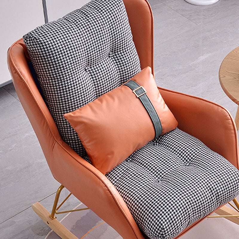 Faux Leather Modern Rocking Chair Water Resistant Rocker Chair with Pillow Clearhalo 'Chairs & Seating' 'furn' 'furn_rocking_chairs' 'Furniture' 'Living Room Furniture' 'Rocking Chairs' 'rocking_chairs' 6298080